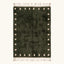 Full view of the forest green and ivory square border Beni Ourain rug.
