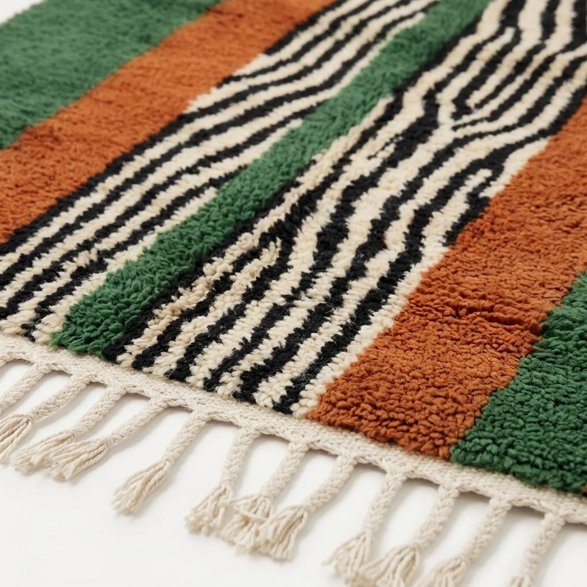 Border detail of the Tanit central stripe rug.