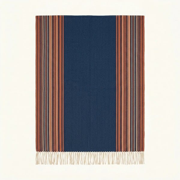 Navy Zanafi Kilim Rug – Bordered Field – Foum Zguid