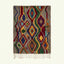 Full view of the Tazallit Boujaad rug in gray, red, green, blue and ochre with layered diamond and wavy line motifs