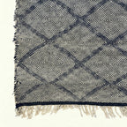 Gray and charcoal Zanafi kilim rug Azelmad with diamond lattice, flat-weave texture detail