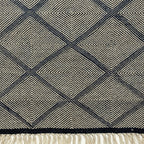 Gray and charcoal Zanafi kilim rug Azelmad with diamond lattice, additional weave detail