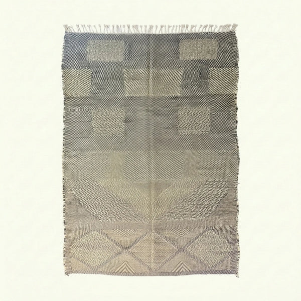 Gray Zanafi Kilim Rug – Geometric Patchwork – Tadart