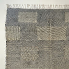 Gray Zanafi kilim rug Tadart with geometric patchwork, pattern detail