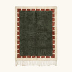 Green and rust Beni Ourain rug, full view