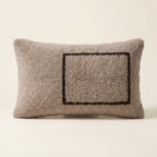 Grey & Black Moroccan wool lumbar pillow, Offset Frame design, 14 x 24 in