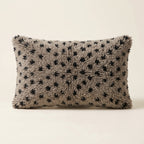 Grey & Black Moroccan wool lumbar pillow, Speckle Grey design, 14 x 24 in