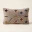 Grey & Multicolor Moroccan wool lumbar pillow, Cross Dash design, 14 x 24 in