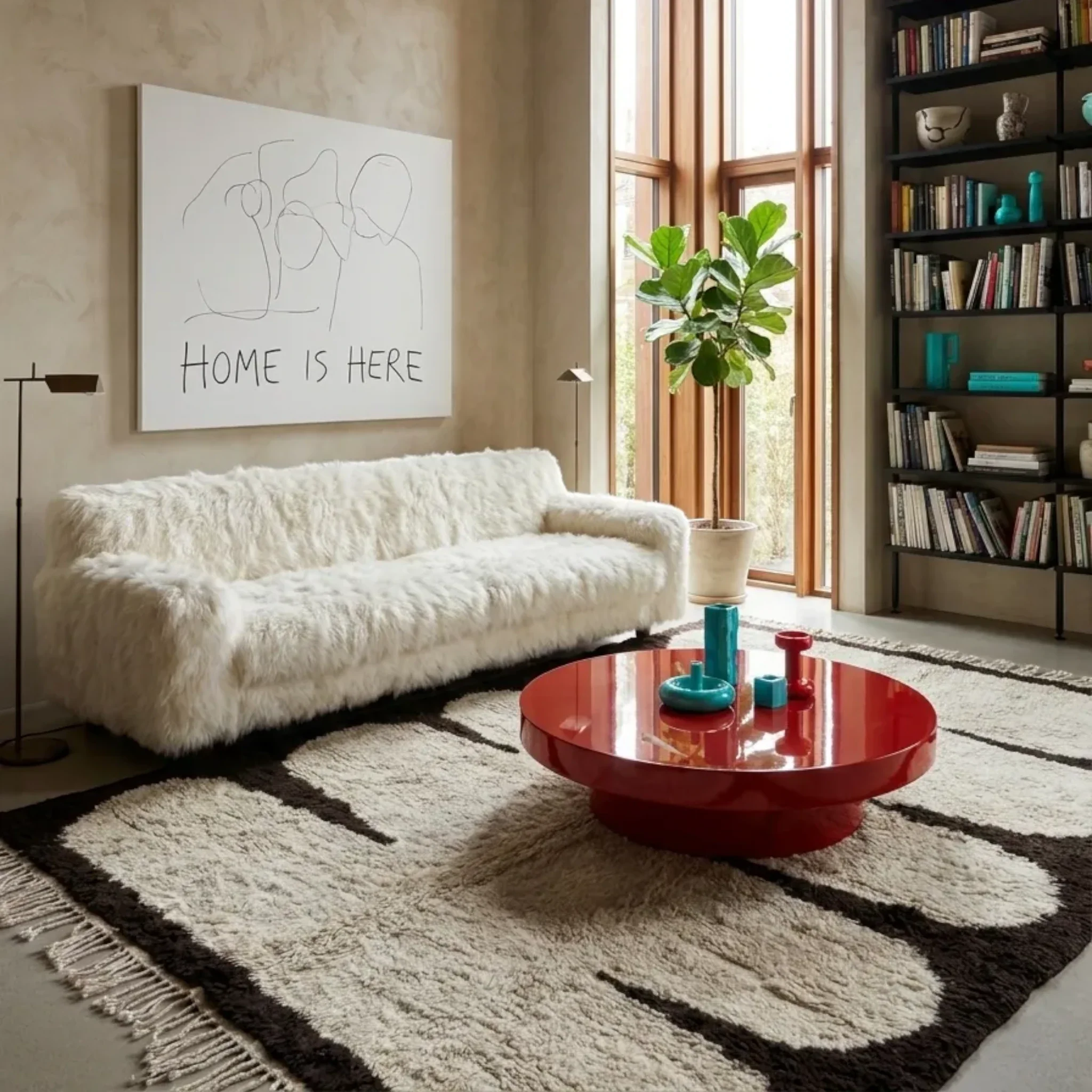 Ifri ivory Beni Ourain rug in a contemporary interior