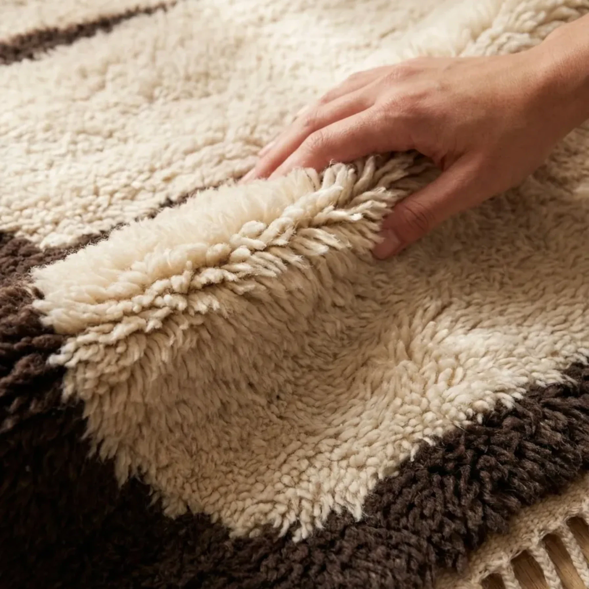 Ifri ivory Beni Ourain rug natural wool texture