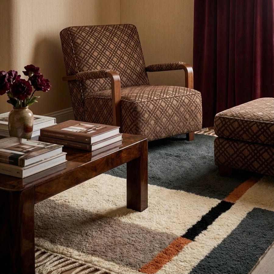 Imal charcoal Beni Ourain rug in a modern interior
