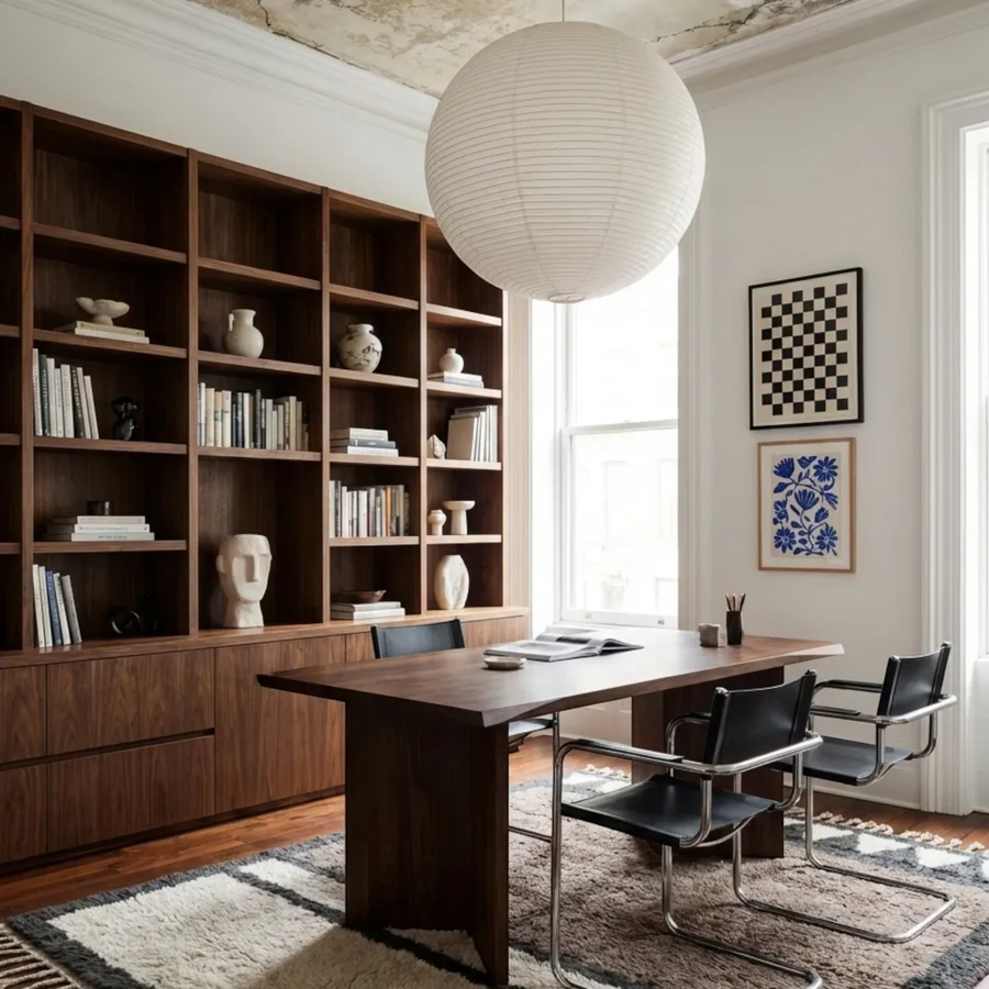Imilchil taupe Beni Ourain rug styled in a contemporary interior