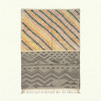 Multicolor Zanafi Kilim rug Imini with split stripe and geometric pattern, full rug view