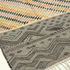 Multicolor Zanafi Kilim rug Imini with split stripe and geometric pattern, pattern detail