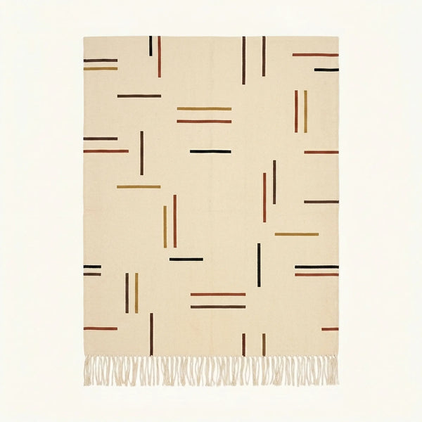 Ivory Zanafi Kilim Rug – Linear Dashes – Irherm
