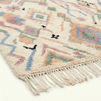 Ivory Azilal rug Amarg with pastel zigzag symbols, pattern detail