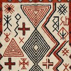 Ivory Azilal rug Awal with rust tribal geometry, pattern detail