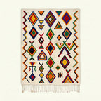 Ivory Azilal rug Azal with multicolor diamond grid, room view