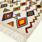 Ivory Azilal rug Azal with multicolor diamond grid, craftsmanship detail