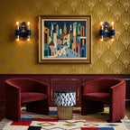 Ivory Azilal rug Izem with multicolor motifs, styled room view