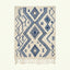 Ivory Azilal rug Tasga with blue angular diamonds, full rug view