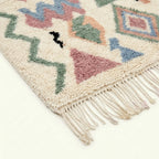 Ivory Azilal rug Tigmi with pastel diamond grid, craftsmanship detail