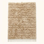 Full flat view of ivory Beni Ourain rug with horizontal stripe texture pattern