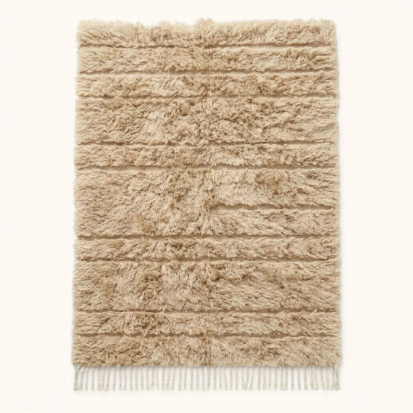 Tapis Mrirt Ivoire – Texture à rayures horizontales – Zarwa