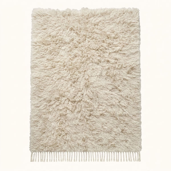 Tapis Mrirt Ivoire – Velours shaggy non teint – Amalu