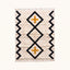 Ivory, black and gold Beni Ourain rug with diamond lattice and cross motif, full flat view