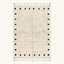 Full view of the ivory and black square border Beni Ourain rug.
