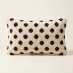 Ivory & Black Moroccan wool lumbar pillow, Polka Dots design, 14 x 24 in