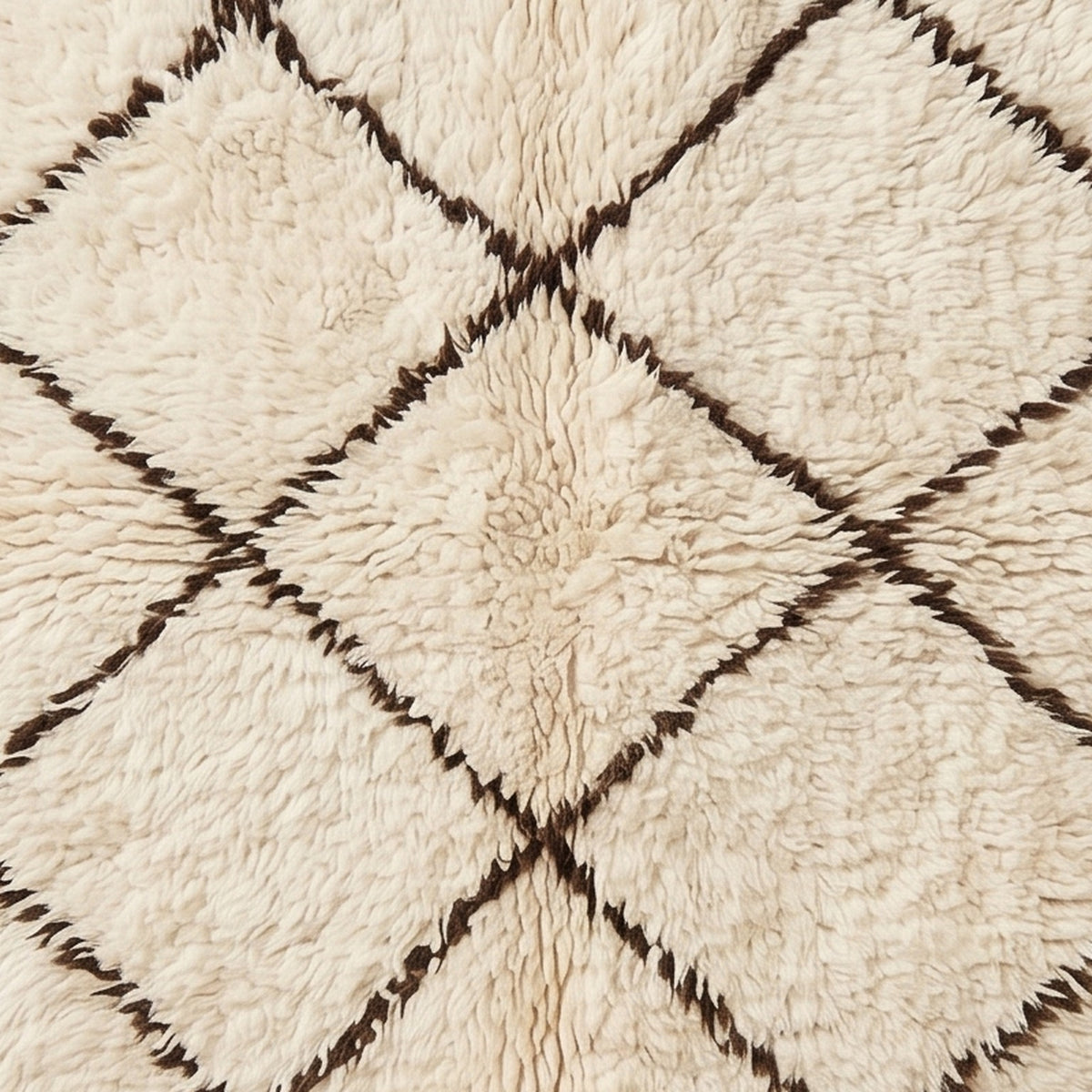 Textured close-up showing hand-knotted construction and wool pile of Ifri rug