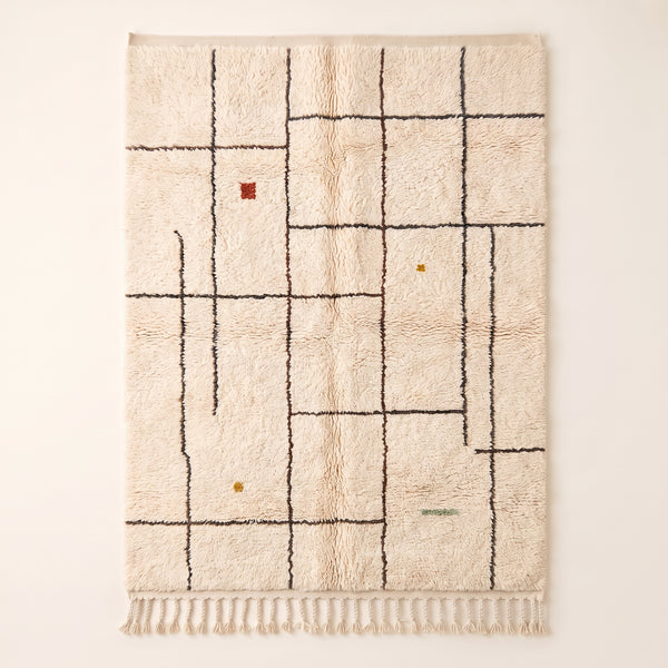 Ivory & Charcoal Azilal Rug – Grid Lines – Tiziri