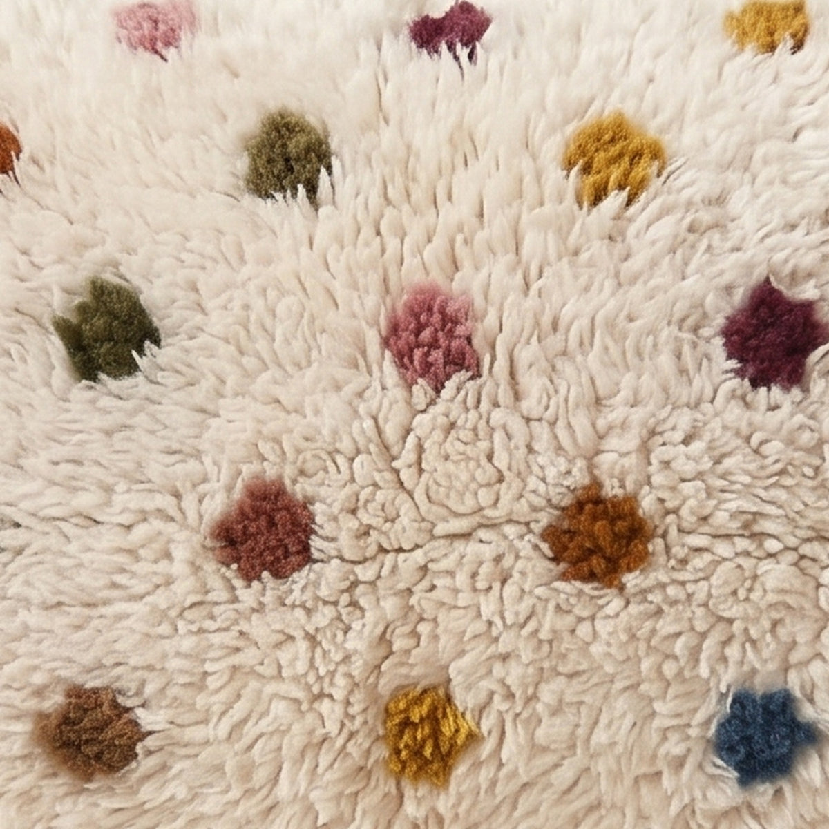 Close-up of the confetti ivory pattern on the Tafrara Moroccan wool pillow