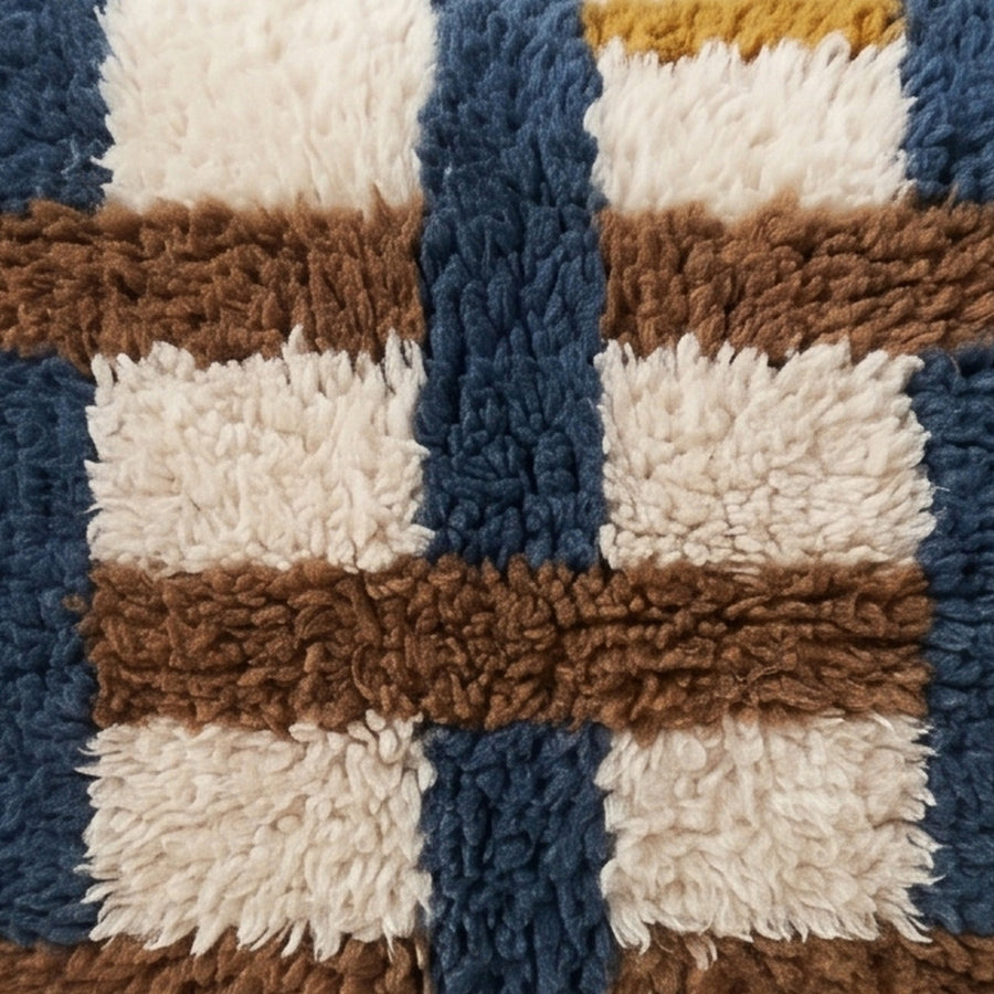 Close-up of the column weave pattern on the Tamda Moroccan wool pillow