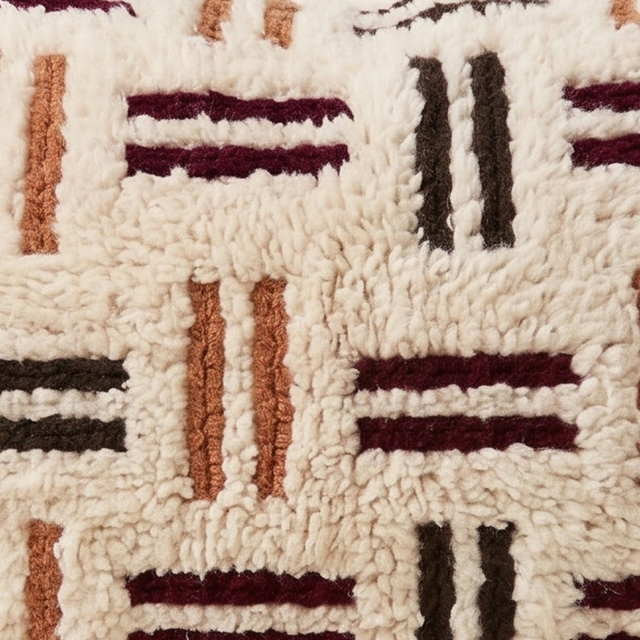 Close-up of the brick lattice pattern on the Iggi Moroccan wool pillow