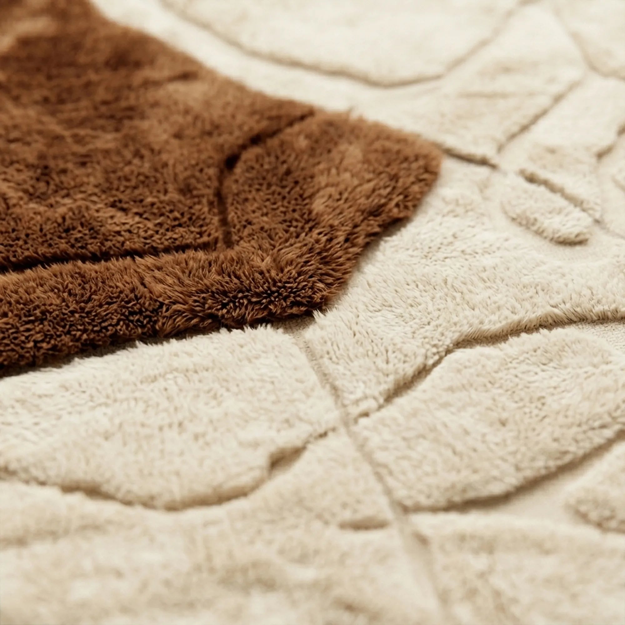 Ivory & Brown Mrirt rug Aznak, abstract stonework pattern detail