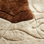 Ivory & Brown Mrirt rug Aznak, abstract stonework raised pile detail