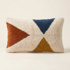Ivory, Rust & Navy Moroccan wool lumbar pillow, Three Triangles design, 14 x 24 in