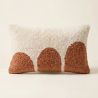 Ivory & Terracotta Moroccan wool lumbar pillow, Half Moon design, 14 x 24 in