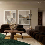 Emerald & Mustard Mrirt rug Tazdur with organic forms, styled in a living room