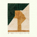 Emerald & Mustard Mrirt rug Tazdur with organic forms, full rug view