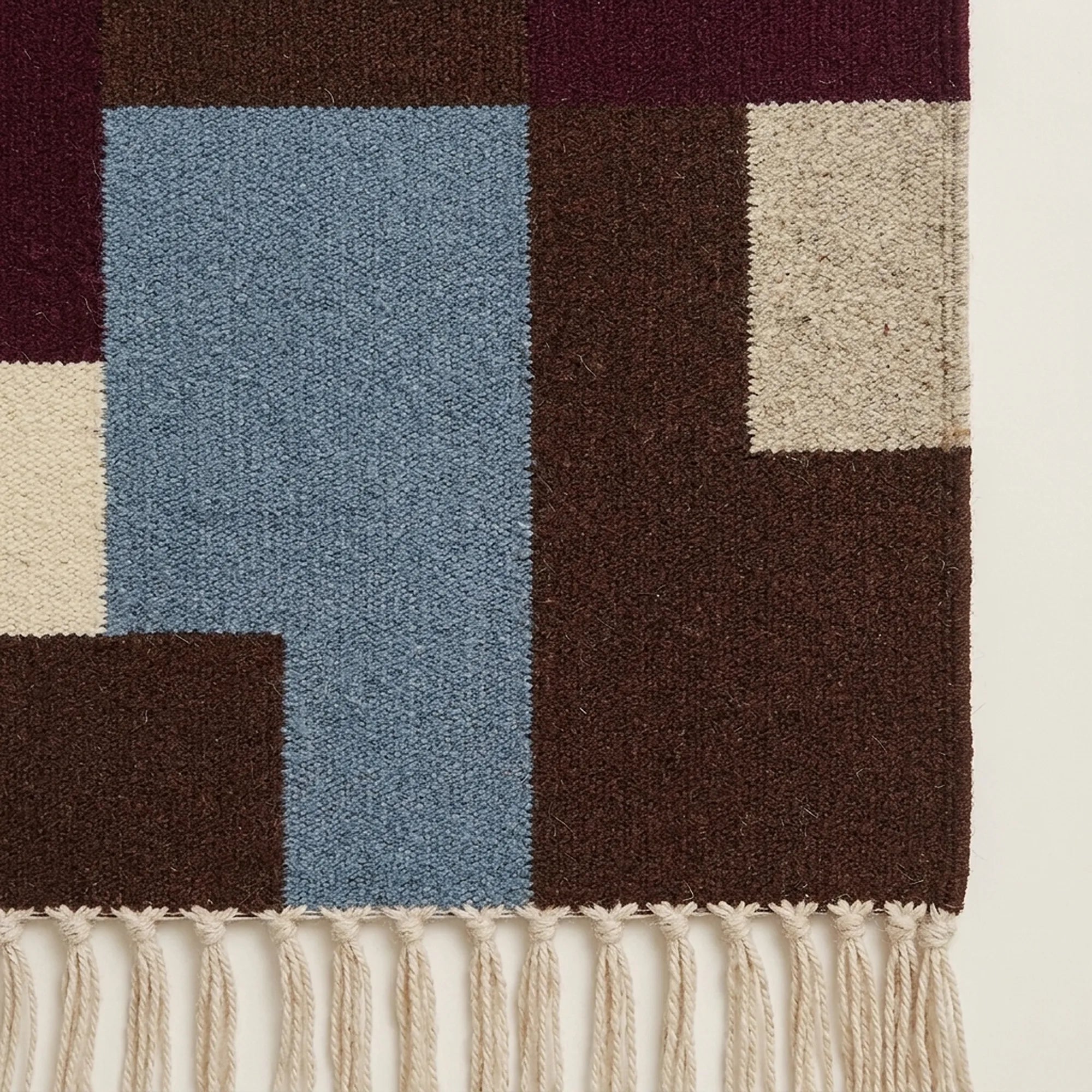 Multicolor Zanafi rug Mazigha with abstract color blocks, border and fringe detail