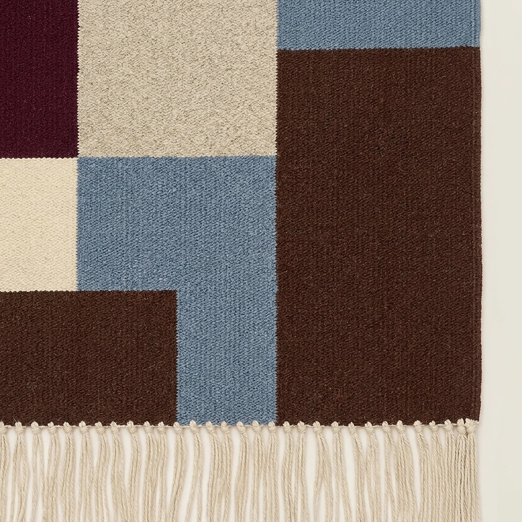Multicolor Zanafi rug Mazigha with abstract color blocks, pattern close-up