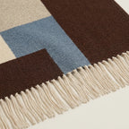 Multicolor Zanafi rug Mazigha with abstract color blocks, weave and fringe detail