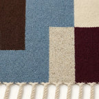 Multicolor Zanafi rug Mazigha with abstract color blocks, additional border detail