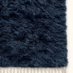 Navy Beni Ourain pile showing soft, deeply textured surface