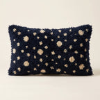 Navy & Ivory Moroccan wool lumbar pillow, Navy Snow design, 14 x 24 in