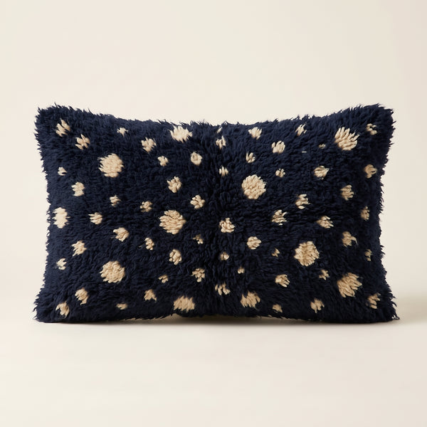 Navy & Ivory Moroccan Wool Pillow – Navy Snow – Adfel